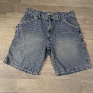 Route 66 Mens Blue Denim Carpenter Work Casual Shorts Size 38